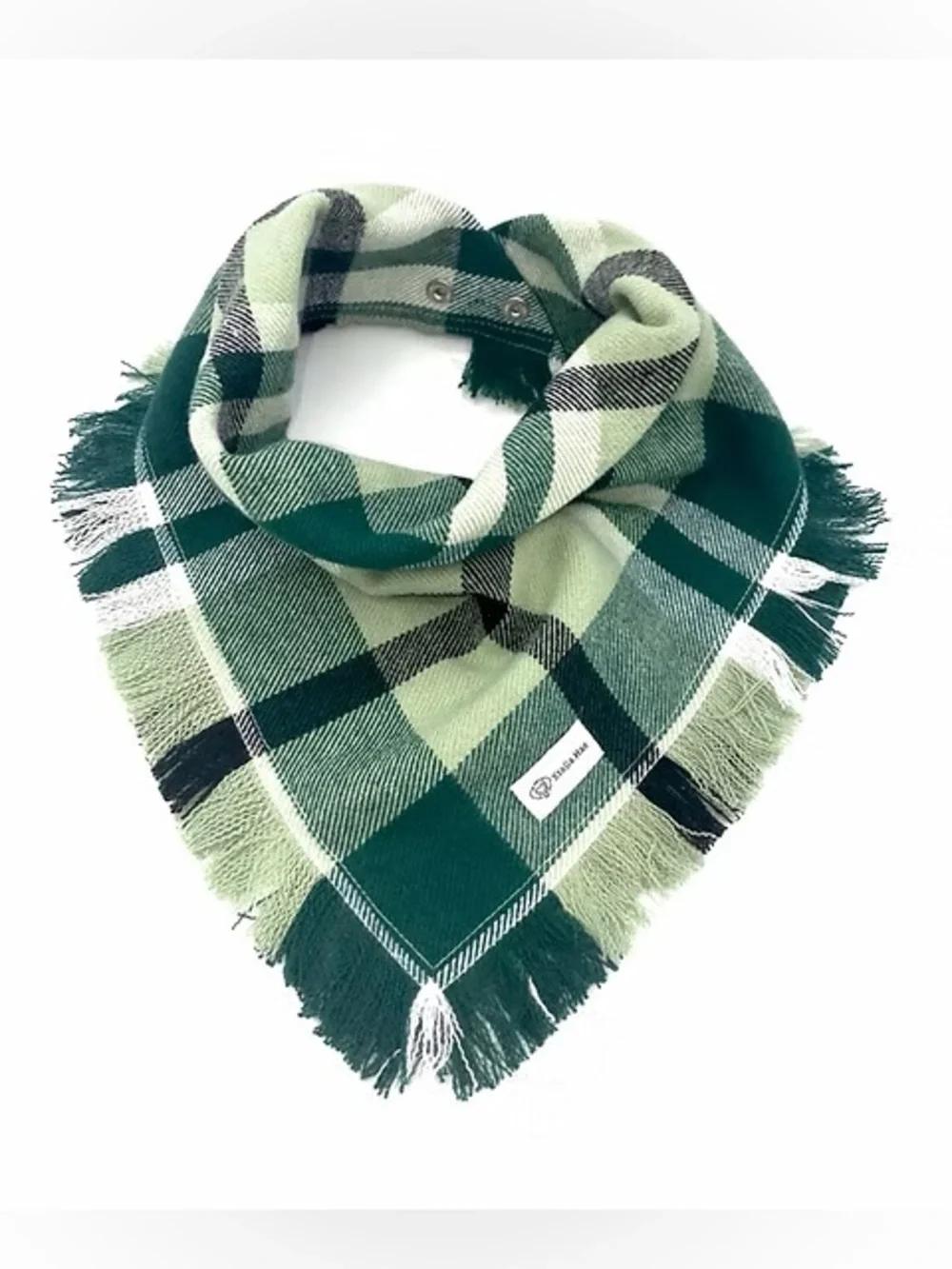 NWT Flannel Snap Dog Bandana Green/White MEDIUM only
